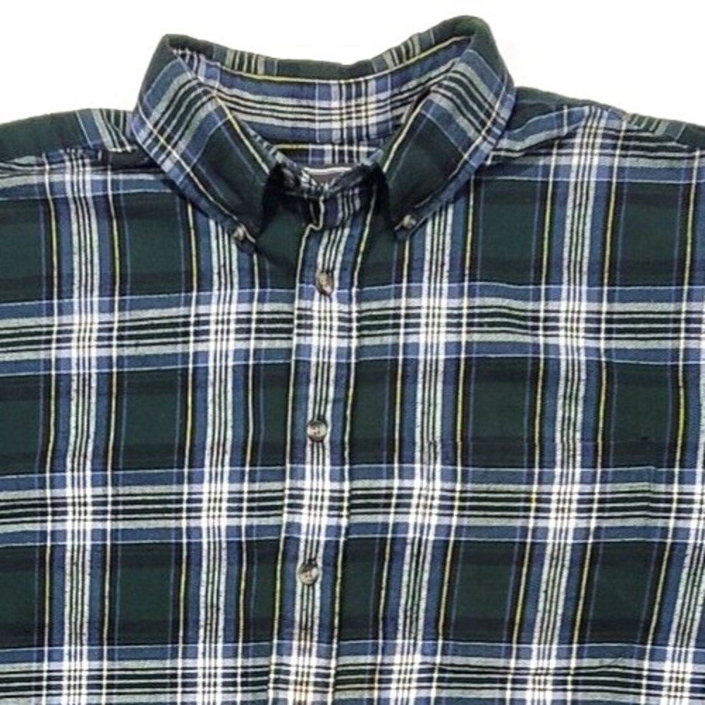 DAVID TAYLOR Mens Green Plaid Flannel long sleeve Large L 100% cotton shirt. - Picture 4 of 4